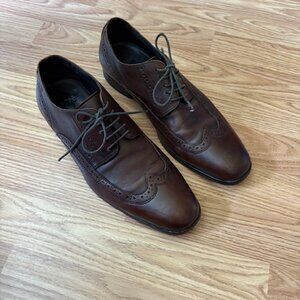 Hugo Boss Mens Wingtip Broque Dress Leather Shoes Brown Size 8.5